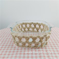 Grass Wrapped Glass Serving Salad Bowl Dessert Bowl